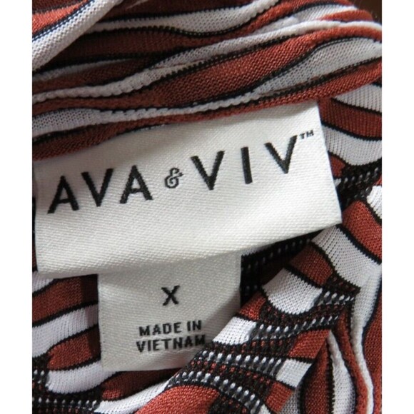 Ava + Viv Rust White Textured Abstract Swirl Print Long Sleeve Top Plus Size 16 - Picture 7 of 8